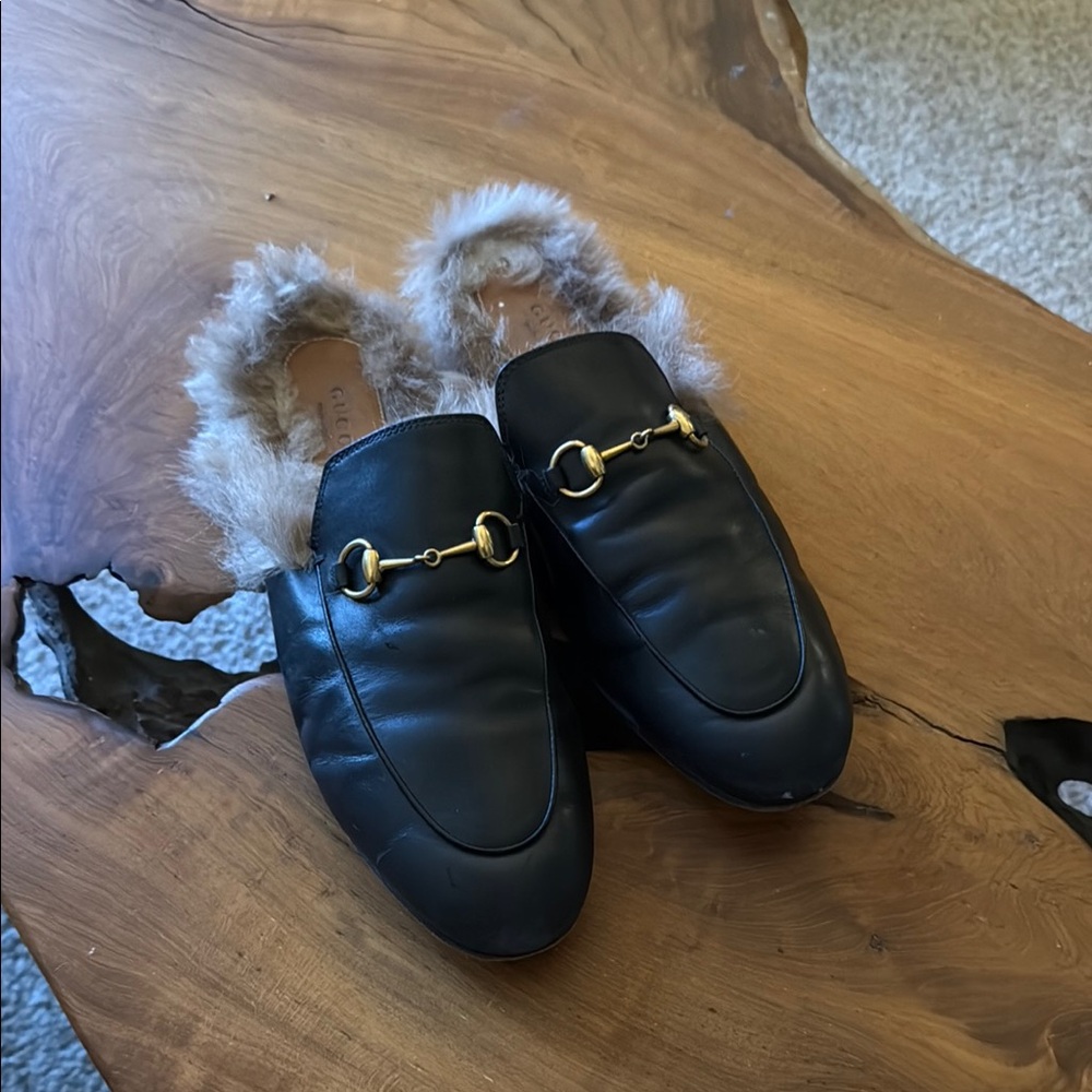 Gucci Black Leather mule loafer, horsebit